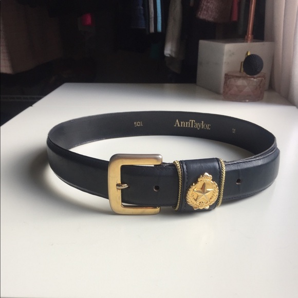 Ann Taylor Accessories - Vintage Anne Taylor dark blue belt gold detail